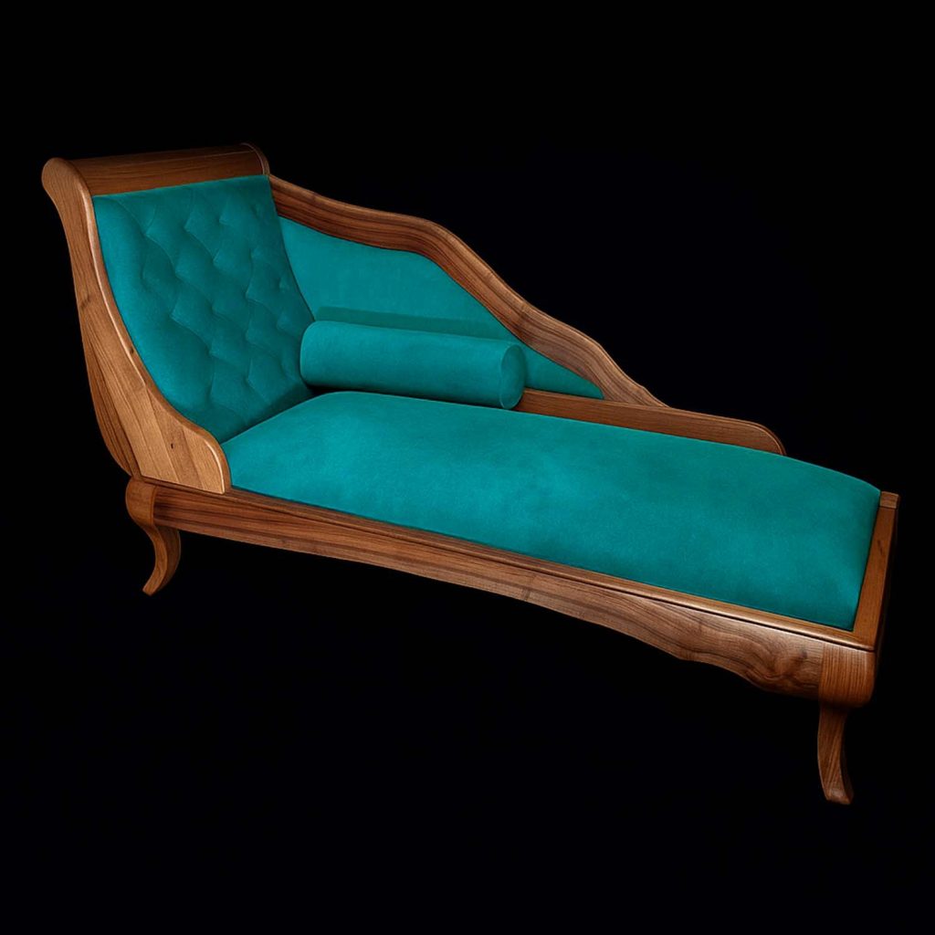 Solid elm with live edge custom chaise lounge | McDermott Designs, high end custom furniture design in Pittsfield in the Berkshire Mountains of Western Massachusetts